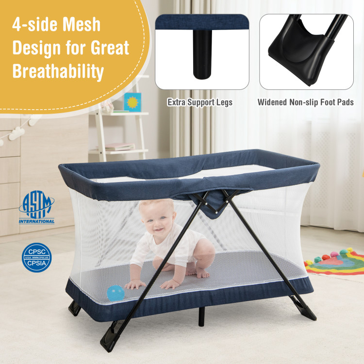 Foldable Baby Playpen with Removable Mattress and Washable Cover - Costway