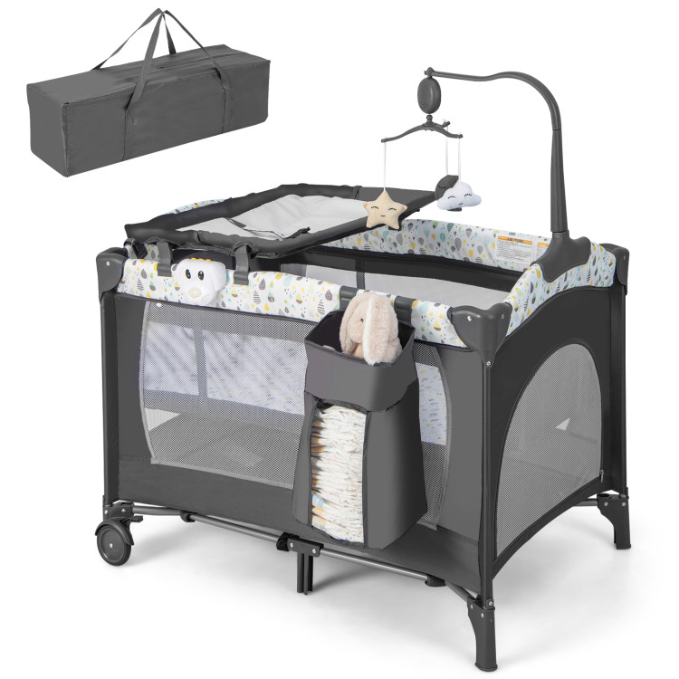 Multi-Functional Baby Playpen with Mattress and Removable Changing Table -  Costway