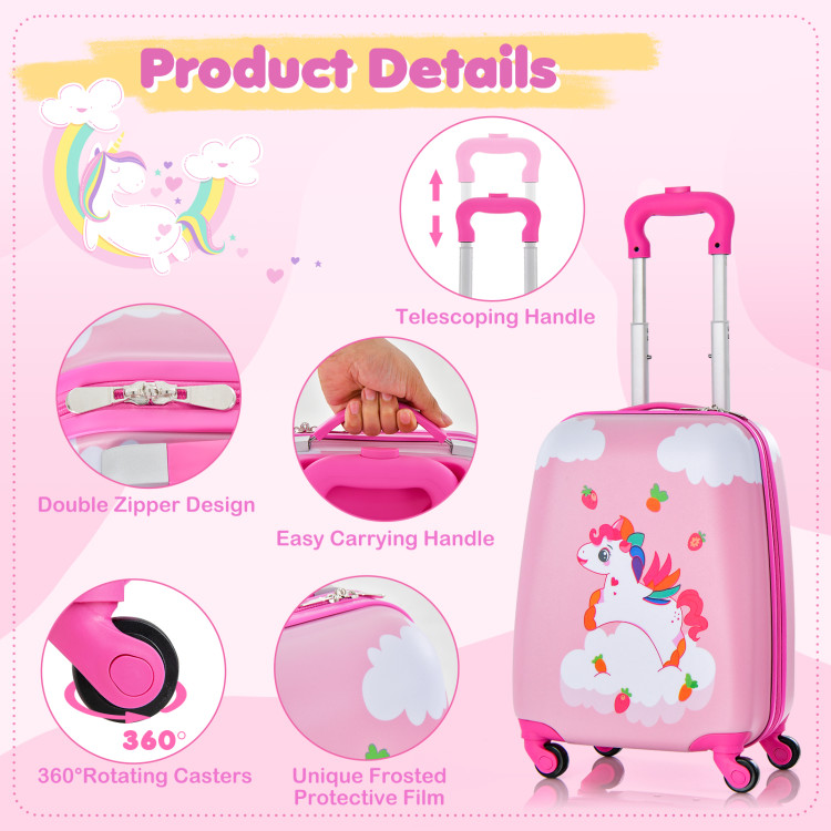 2 Pieces 12 Inch 18 Inch Kids Luggage Set with Backpack and Suitcase for  Travel - Costway