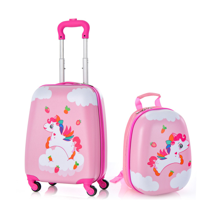 2 Pieces 18 inch Kids Luggage Set with 12 inch Backpack | Costway