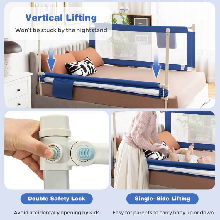 57 Inch Toddlers Vertical Lifting Baby Bed Rail Guard with Lock - Costway