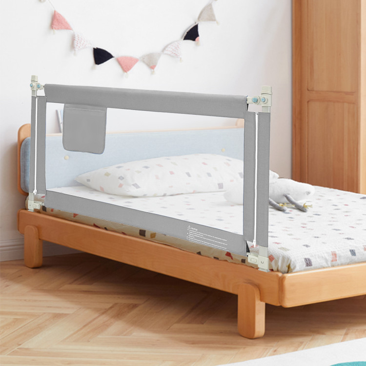 57 Inch Toddlers Vertical Lifting Baby Bed Rail Guard with Lock-GrayCostway Gallery View 2 of 11