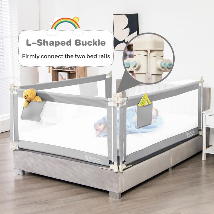 57 Inch Toddlers Vertical Lifting Baby Bed Rail Guard with Lock-GrayCostway Gallery View 3 of 11