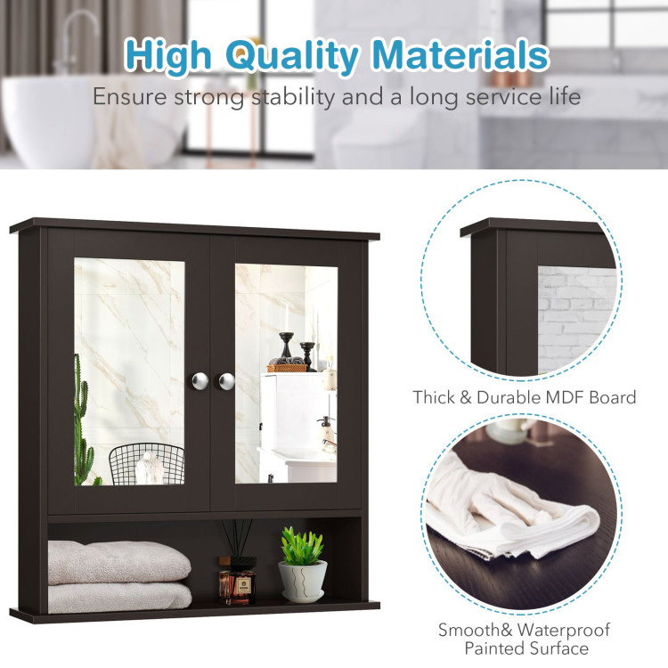 Wall Mount Mirror Cabinet Bathroom Medicine Cabinet Storage Organizer BA7396