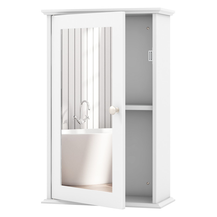 Bathroom Wall Cabinet with Single Mirror Door - Costway