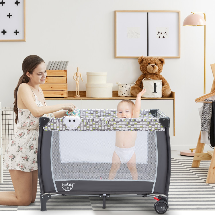 4-in-1 Portable Baby Playard with Changing Station and NetCostway Gallery View 2 of 17