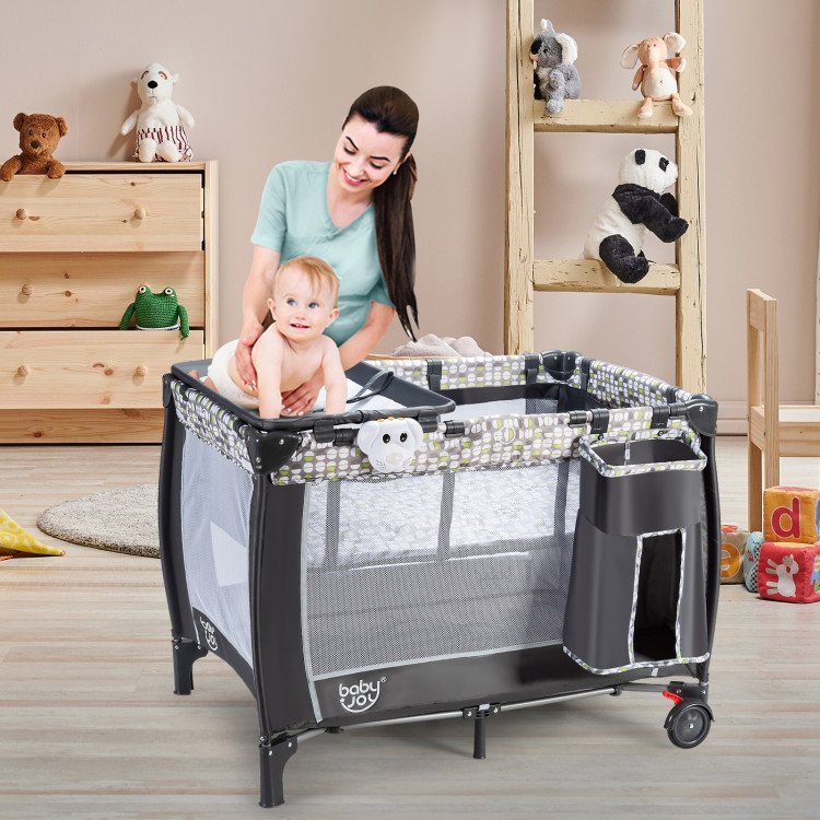 Portable Baby Playard with Changing Station and NetCostway Gallery View 7 of 17