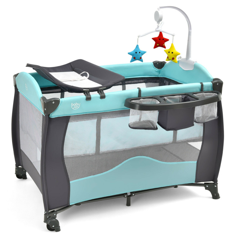 3-in-1 Baby Playard Portable Infant Nursery Center with Music Box-GreenCostway Gallery View 1 of 13