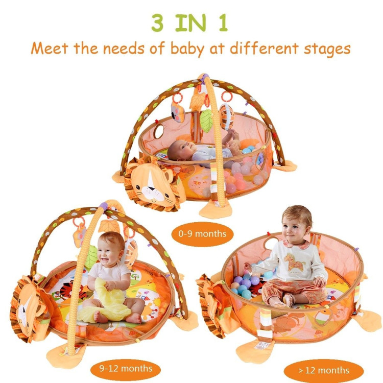3-in-1 Cartoon Baby Infant Activity Gym Play MatCostway Gallery View 3 of 10