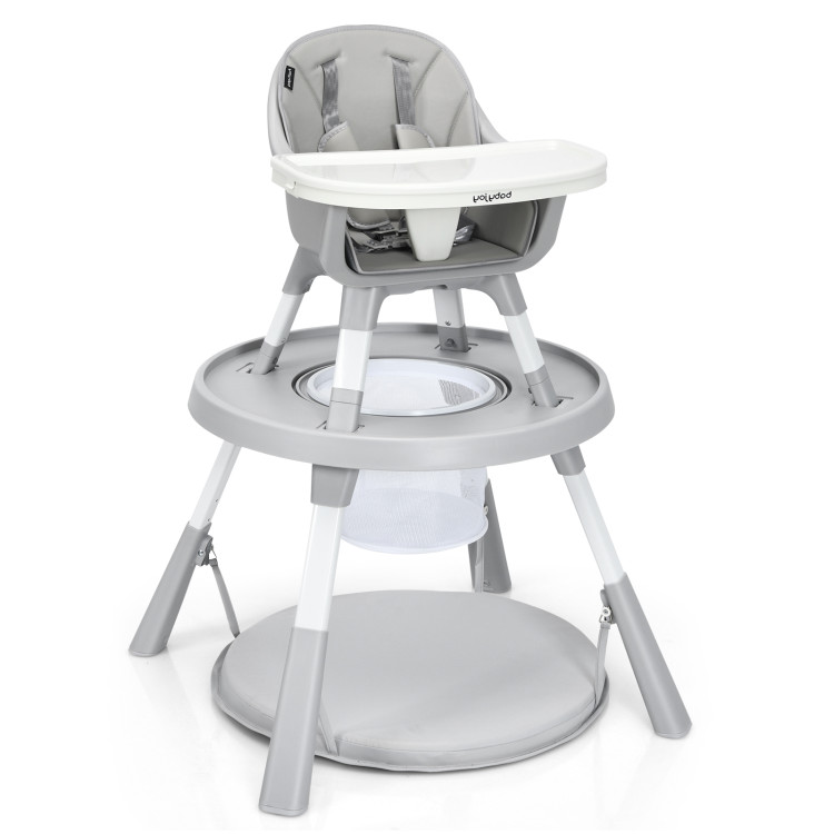 6-in-1 Baby High Chair Infant Activity Center with Height Adjustment-GrayCostway Gallery View 1 of 13