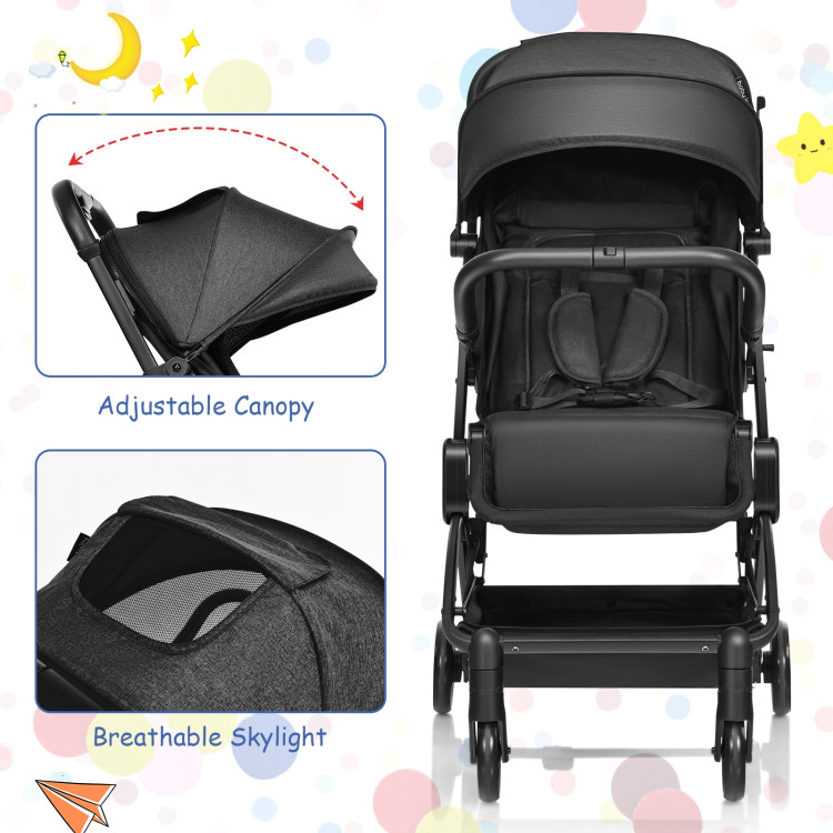 Foldable Lightweight Baby Travel Stroller for Airplane-BlackCostway Gallery View 9 of 13