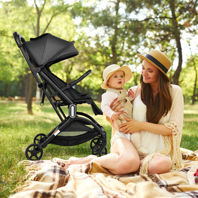 Foldable Lightweight Baby Travel Stroller for Airplane-BlackCostway Gallery View 1 of 13