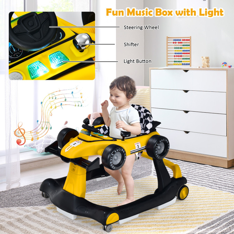 4-in-1 Foldable Activity Push Walker with Adjustable Height-YellowCostway Gallery View 8 of 12