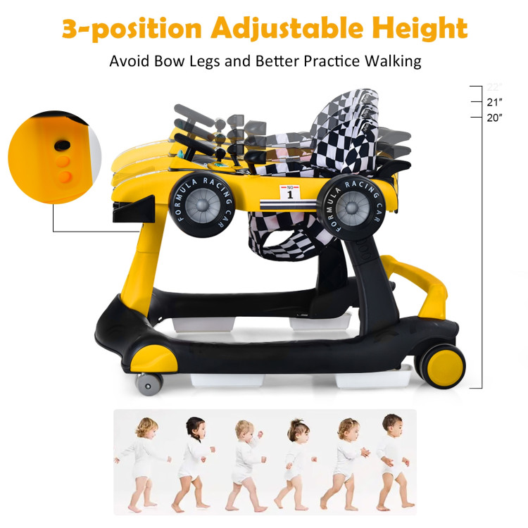 4-in-1 Foldable Activity Push Walker with Adjustable Height-YellowCostway Gallery View 6 of 12