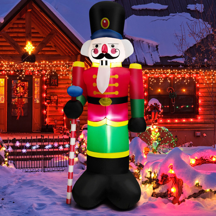 8 Feet Inflatable Nutcracker Soldier with 2 Built-in LED LightsCostway Gallery View 7 of 10