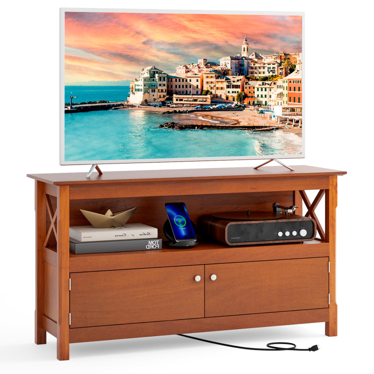 TV Stand Entertainment Center with Charging Station for TVs up to 50 Inch - Gallery View 1 of 10