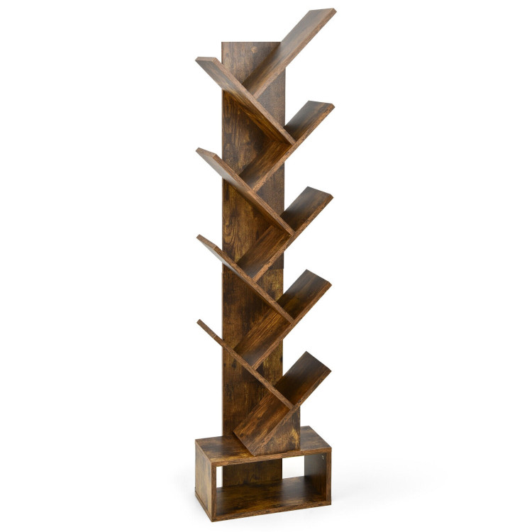 10-tier Tree Bookshelf with Drawer Free-standing Storage BookcaseCostway Gallery View 1 of 11