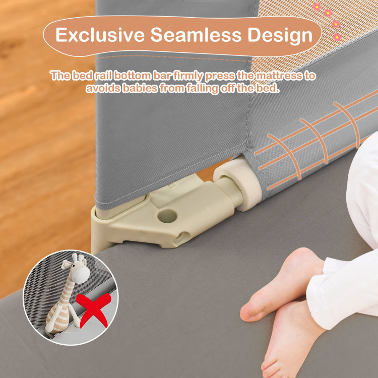76.8  Inch Baby Bed Rail with Double Safety Child LockCostway Gallery View 6 of 9