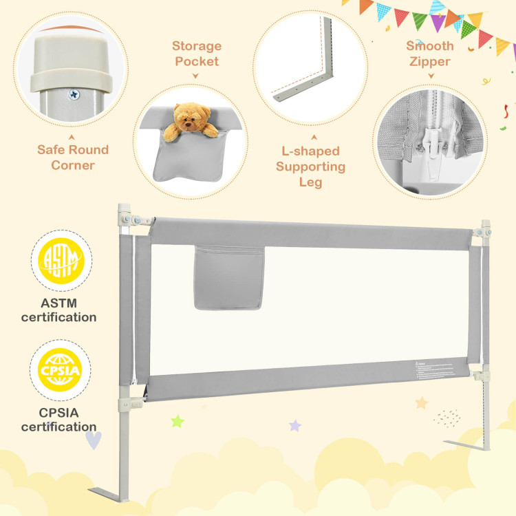 76.8  Inch Baby Bed Rail with Double Safety Child LockCostway Gallery View 8 of 9