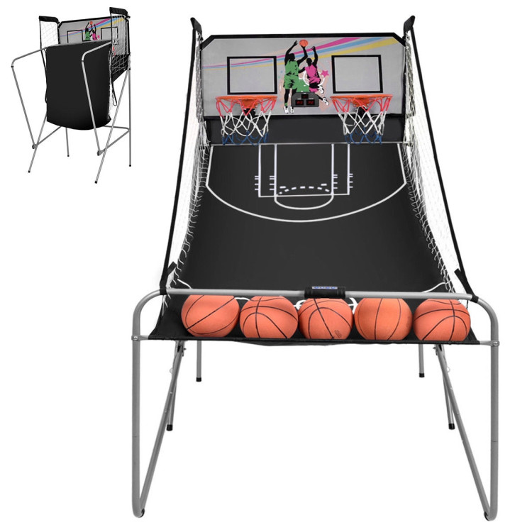 Indoor Double Electronic Basketball Game with 4 BallsCostway Gallery View 6 of 13