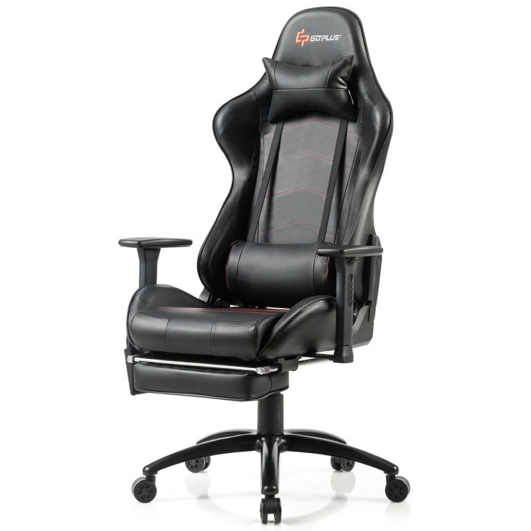 Ergonomic High Back PU Leather Massage Gaming Chair-BlackCostway Gallery View 5 of 12