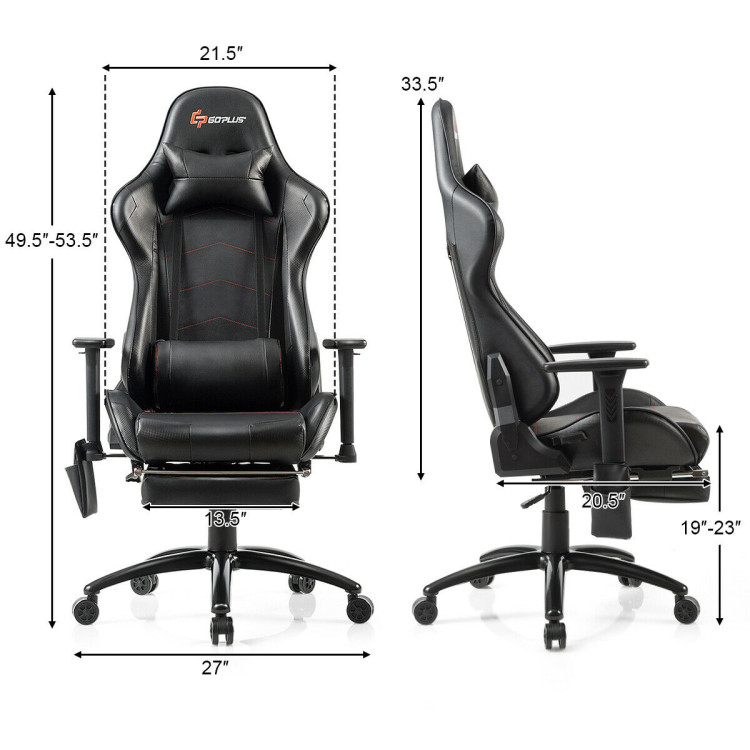 Ergonomic High Back PU Leather Massage Gaming Chair-BlackCostway Gallery View 12 of 12