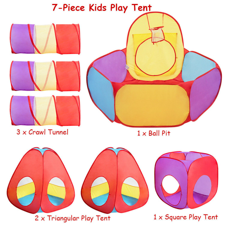 7 Pieces Kids Ball Pit Pop Up  Play TentsCostway Gallery View 5 of 11