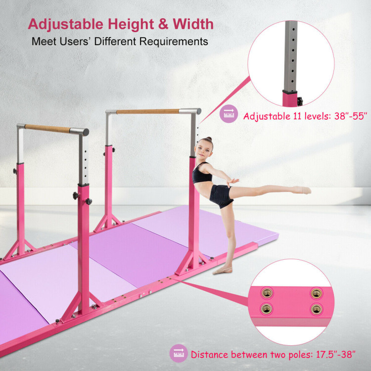 Kids Adjustable Width & Height Gymnastics Parallel BarsCostway Gallery View 10 of 12