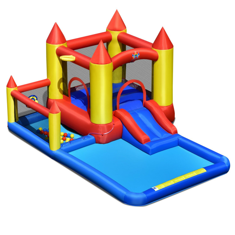 Inflatable Water Slide Castle Kids Bounce House with 480W BlowerCostway Gallery View 1 of 12