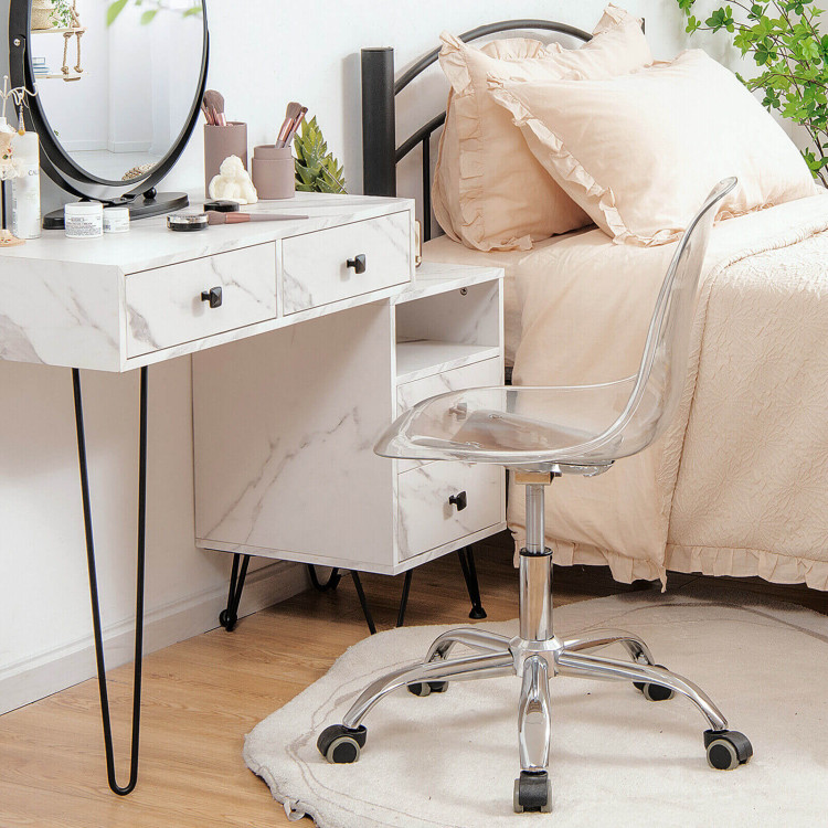 White desk chair 2025 with rose gold legs