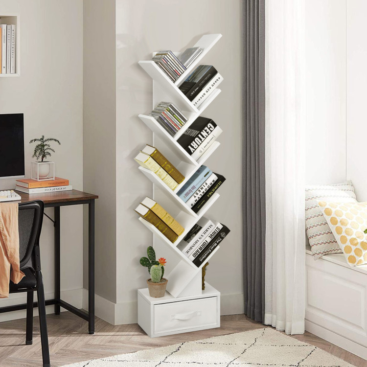 8-Tier Large-Capacity Bookshelf Bearing Capacity with Drawer Tree Bookshelf