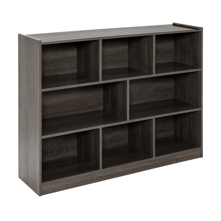 3-Tier Open Bookcase 8-Cube Floor Standing Storage Shelves Display Cabinet-GrayCostway Gallery View 1 of 12