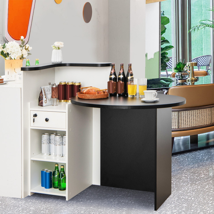 Reception Office Desk with Open Shelf and Lockable Drawer - Gallery View 6 of 11