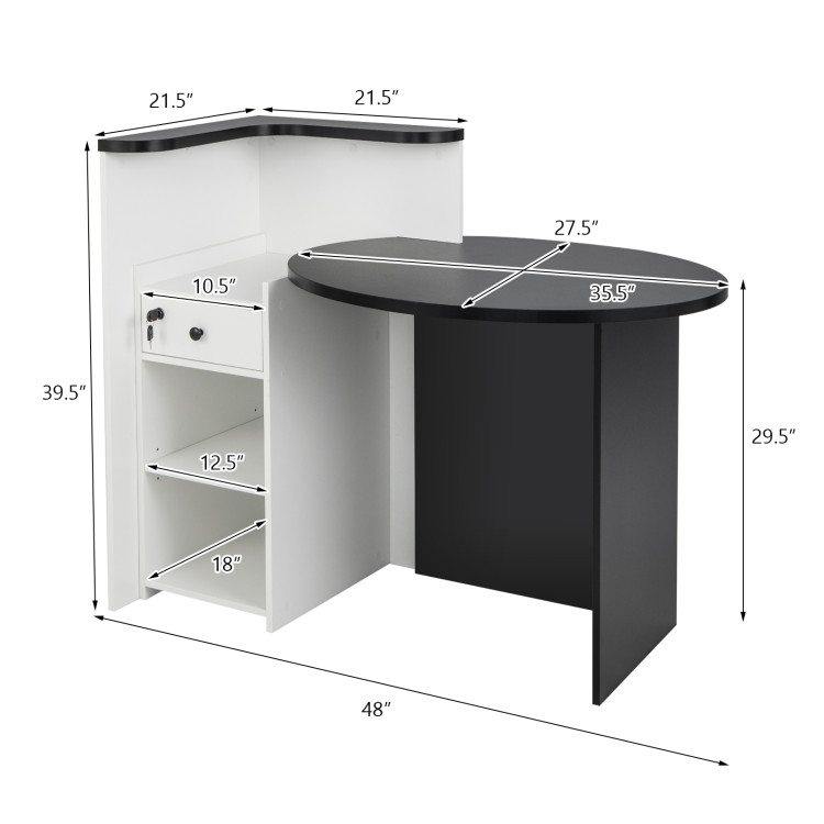 Reception Office Desk with Open Shelf and Lockable Drawer - Gallery View 5 of 11