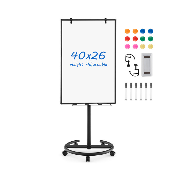 Dry Erase Board with Tripod Easel, 29 x 41, White Surface, Black Frame -  The Office Point