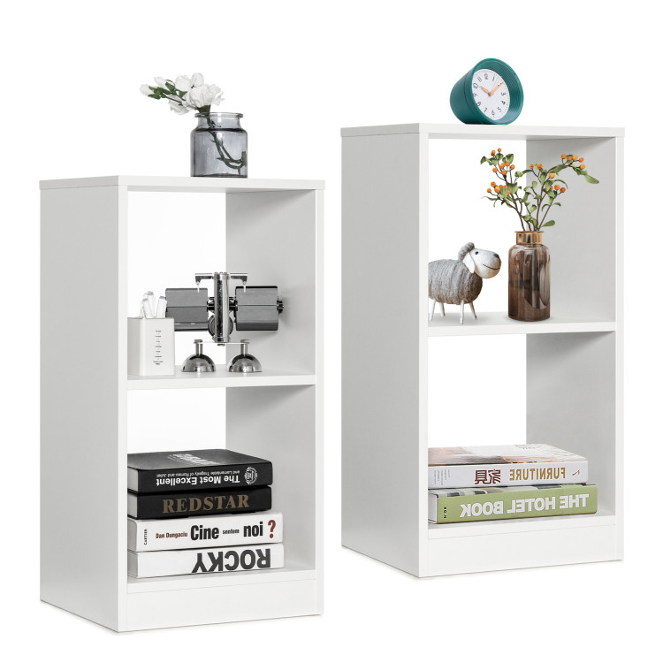 2 Pieces 2-tier Bookcase Set with Anti-toppling DeviceCostway Gallery View 8 of 10