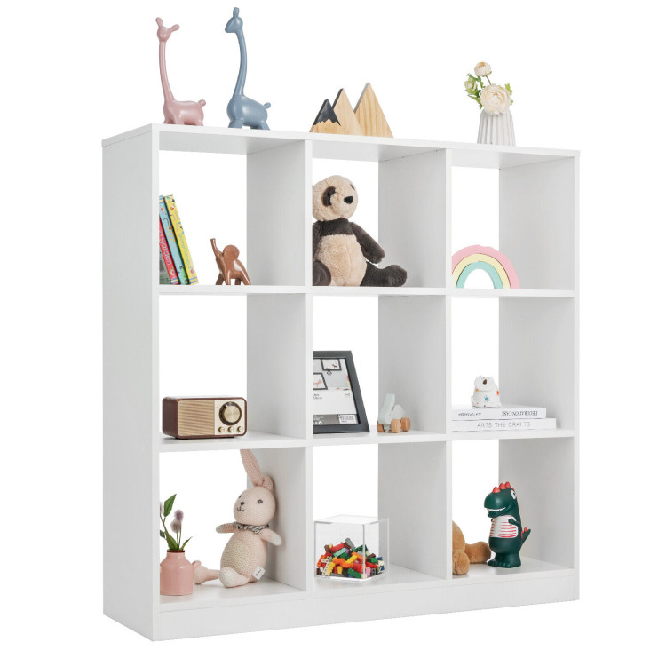 Modern 9-Cube Bookcase with 2 Anti-Tipping Kits for Books Toys Ornaments-WhiteCostway Gallery View 1 of 10