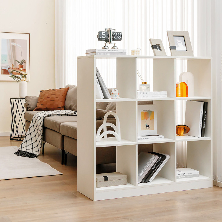 Modern 9-Cube Bookcase with 2 Anti-Tipping Kits for Books Toys Ornaments-WhiteCostway Gallery View 7 of 10