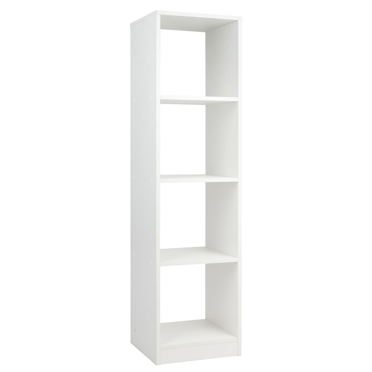 5 Tiers 4-Cube Narrow Bookshelf with 4 Anti-Tipping Kits-WhiteCostway Gallery View 1 of 11