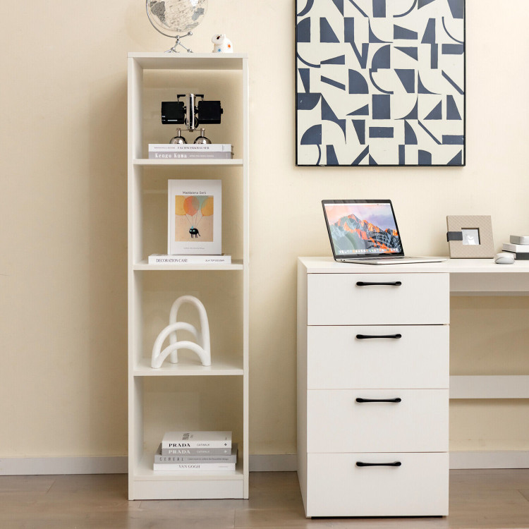 5 Tiers 4-Cube Narrow Bookshelf with 4 Anti-Tipping Kits-WhiteCostway Gallery View 7 of 11