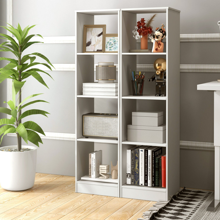 5 Tiers 4-Cube Narrow Bookshelf with 4 Anti-Tipping Kits-WhiteCostway Gallery View 2 of 11
