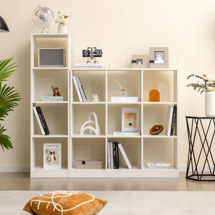 5 Tiers 4-Cube Narrow Bookshelf with 4 Anti-Tipping Kits-WhiteCostway Gallery View 8 of 11