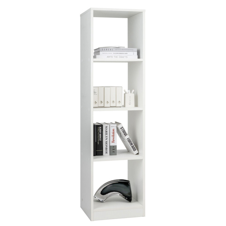 5 Tiers 4-Cube Narrow Bookshelf with 4 Anti-Tipping Kits-WhiteCostway Gallery View 9 of 11