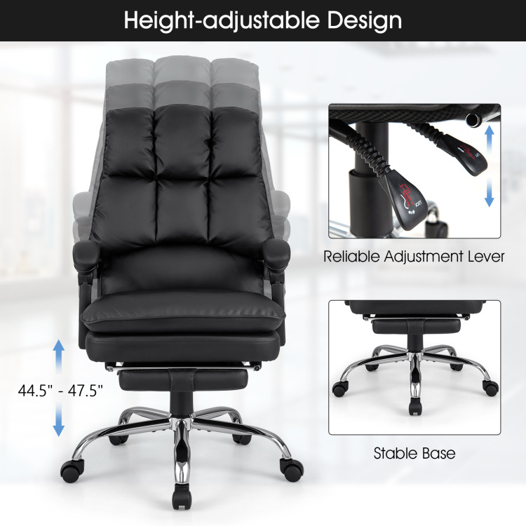 Office Chair Adjust Height Recliner with Retractable Footrest