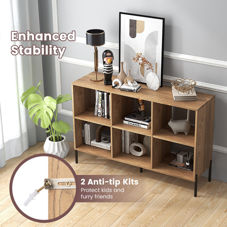 Open-Back Bookshelf with Drawer for Study-Natural | Costway
