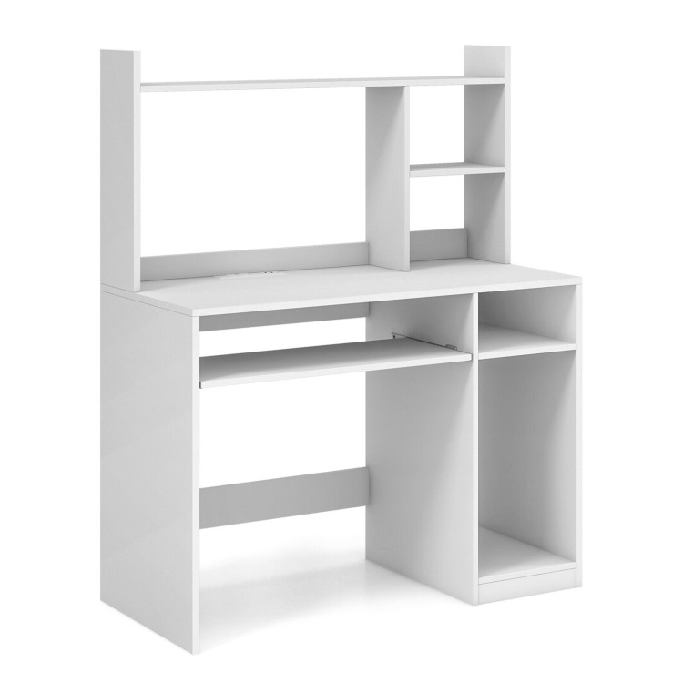 Home Office Computer Desk with Bookcase Keyboard Tray and CPU Stand - Gallery View 1 of 10