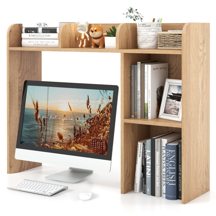 Costway 29 in. Tall Engineered Wood White Desk Bookshelf Desktop