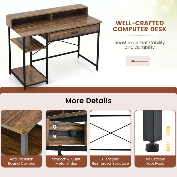 ConvenienceBoutique Computer Desk with Shelves
