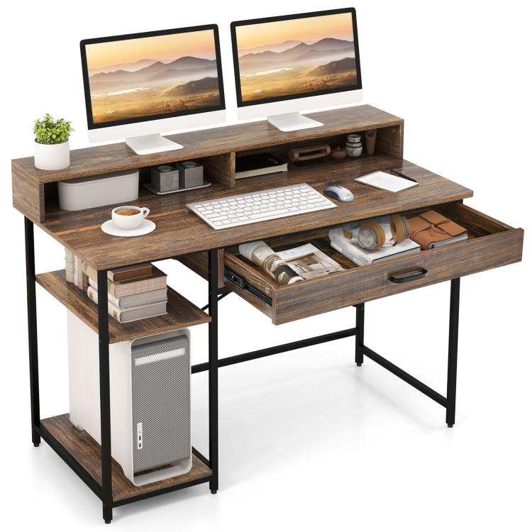 Tribesigns 47'' Computer Desk with Monitor Stand & Storage Drawers
