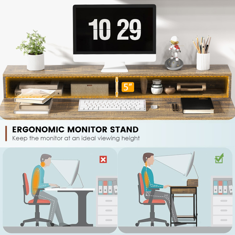 Computer Desk with Adjustable Monitor Stand(3.9”, 5.1”, 6.3”), 48 inch Home  Office Desk with Storage Bag, Simple Modern Style Laptop Desk for Small